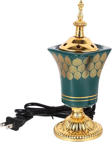 STOBAZA Electric Incense Burner 7.67In Plug-in Middle Eastern Style Censer Aroma Burner for Home Bedroom Yoga and Study Decoration with Ceramic Iron Holder Us Plug in Kuwait