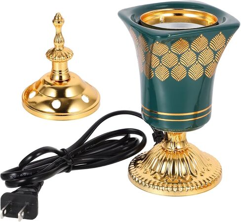 STOBAZA Electric Incense Burner 7.67In Plug-in Middle Eastern Style Censer Aroma Burner for Home Bedroom Yoga and Study Decoration with Ceramic Iron Holder Us Plug in Kuwait