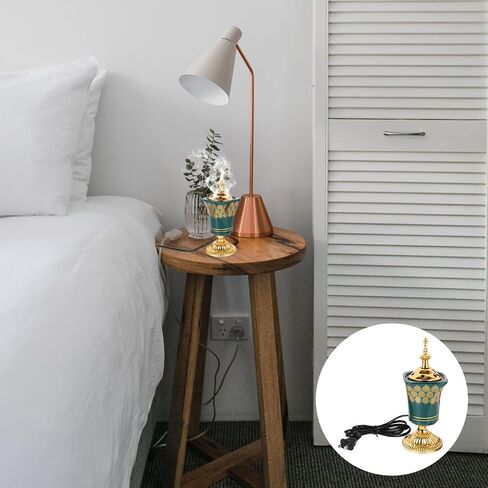 STOBAZA Electric Incense Burner 7.67In Plug-in Middle Eastern Style Censer Aroma Burner for Home Bedroom Yoga and Study Decoration with Ceramic Iron Holder Us Plug in Kuwait