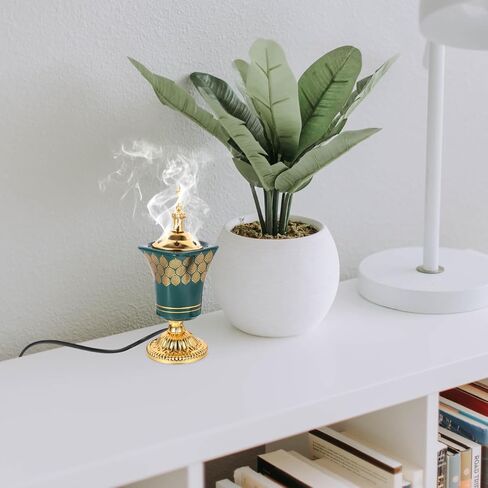STOBAZA Electric Incense Burner 7.67In Plug-in Middle Eastern Style Censer Aroma Burner for Home Bedroom Yoga and Study Decoration with Ceramic Iron Holder Us Plug in Kuwait