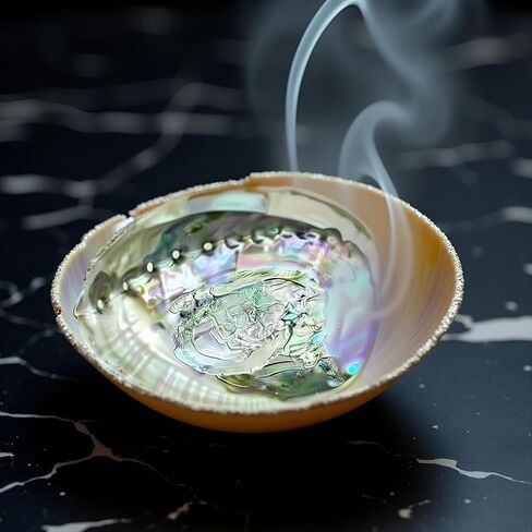 2 Pcs Colorful Fashionable Large Abalone Shell Bowl, 4-4.5 Inch Exquisite Natural Sea Shell Smudge Bowl for Sage Burning and Incense for Decor, Display, Incense Holders, Decorations in Saudi Arabia