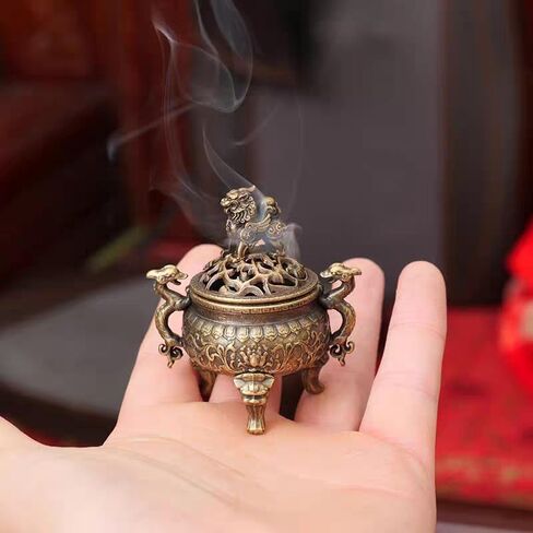 مبخرة سبيكة عتيقة، حامل بخور صغير مجوف من خشب الصندل ثلاثي القوائم، ديكور منزلي لحفلات الشاي in Kuwait
