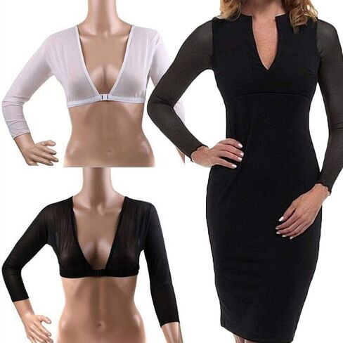Women Mesh Sheer Crop Top T-Shirt Lingerie Long Sleeve See Through Vest Blouse (White, M) in Saudi Arabia