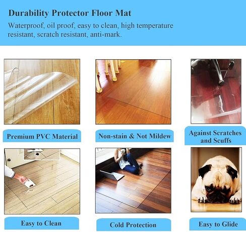 Plastic Eco-Friendly Carpet Runner for Hallway/Entrance,Crystal Clear Vinyl Roll Carpet Cover for Low Pile Rugs - 1m/3m/5m/7m Long(120x400cm/3.9x13.1ft) in Kuwait
