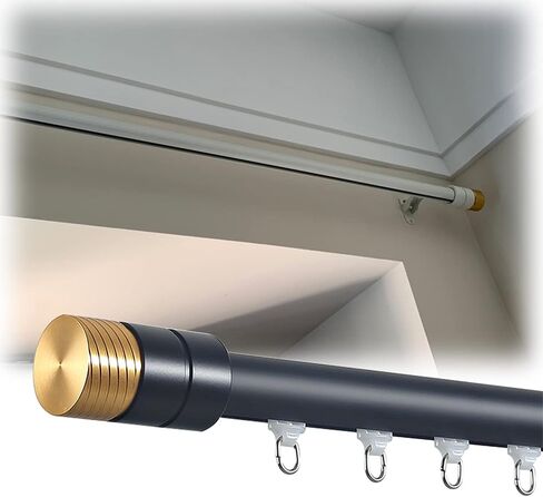 Aluminum Alloy Curtain Tracks,Heavy Duty Aluminum Curtain Track Rods 2.8M (9ft) with Silent Nano Rollers - Champagne Gold Finish, Perfect for Smooth Sliding Curtains & Room Dividers in Saudi Arabia