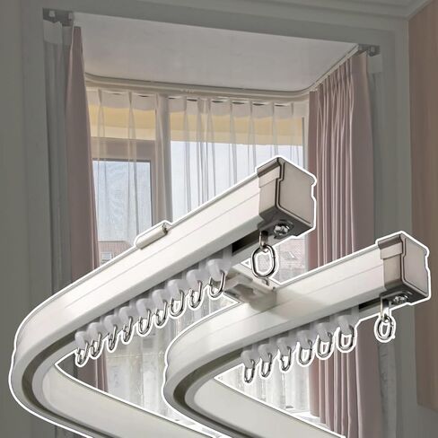 Aluminum Alloy Curtain Tracks,Double Curved Curtain Track System, Flexible Aluminum Alloy Ceiling Wall Mount, Adjustable Rail with Fittings for Smooth Drapery Installation in Saudi Arabia