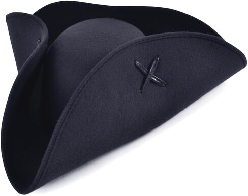Bristol Novelty BH653 Pirate Tricorn | Wool Felt | 1 Piece | Black | One Size - Adult Hat, Unisex in Saudi Arabia