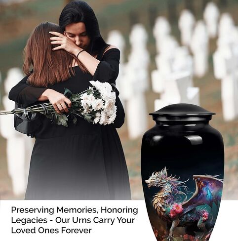 Garden Dragon Enchantment - Large With Velvet Bag - Urn For Human Ashes Adult Male & Female - Funeral Decorative Urns - Memorial For Human Remains Mom & Dad - Cremation Urn For Adult Men & Women in Saudi Arabia