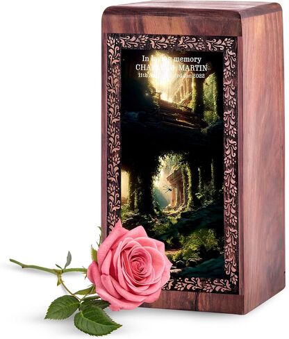 Dragonfly Urns for Human Ashes Male & Female - Blue Urn for Ashes Wood 11.25 Inch - Personal Urns for Human Ash Large - Cremation Funeral Wooden Urn Ash in Saudi Arabia