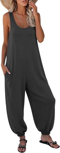 Nfsion Jumpsuits for Women Casual Summer Dressy Sleeveless Romper Vacation Travel Lounge Outfits Clothes with Pockets in Saudi Arabia