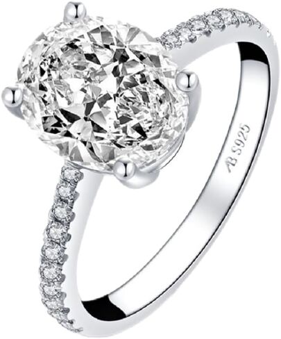 Fashion Ring 925 Sterling Silver Oval Cut 3ct AAAAA Zircon Cubic Zirconia Long Diamond Oval Sparkling Ring Engagement Wedding Ring Size 6-10 in Kuwait