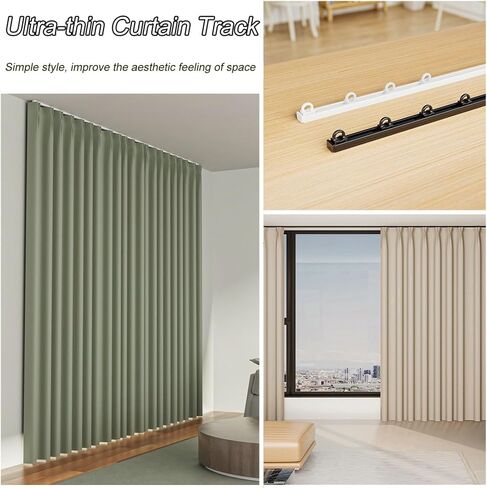 مسارات ستائر من سبائك الألومنيوم، مجموعة ستائر سقف من سبائك الألومنيوم سوداء رفيعة للغاية - 500 سم لمقسمات الغرف، ستائر RV، المساحات الخاصة وغرف النوم - تصميم أنيق ومتين in Kuwait
