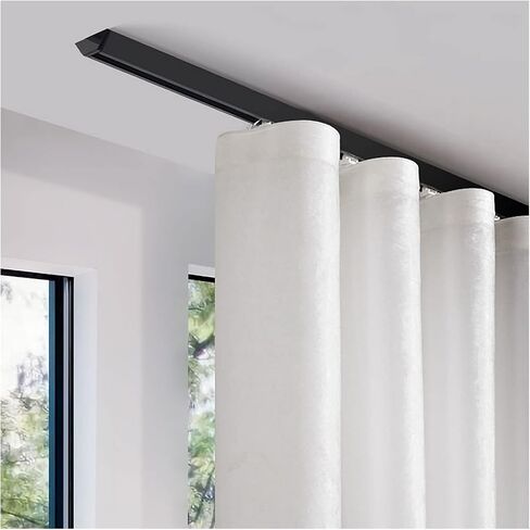 Aluminum Alloy Curtain Tracks,Heavy Duty Black Seamless V Shape Curtain Rod, 6.5m (21ft) Long, Durable Aluminum Alloy for Living Room, Bedroom, Study - 320cm/10.5ft/126in, Easy Installation in Kuwait
