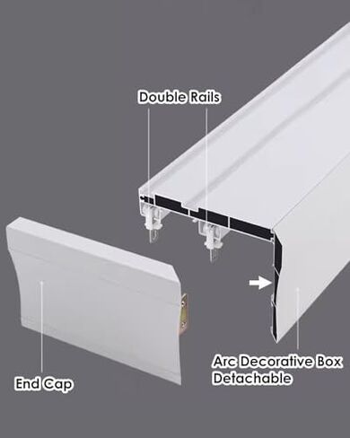 Aluminum Alloy Curtain Tracks,3-in-1 Double Curtain Track - Ceiling-Mounted Alloy Nano-Silent System with Curtain Box for Smooth Operation in Living Rooms & Bedrooms, Ideal for Modern Home D in Saudi Arabia