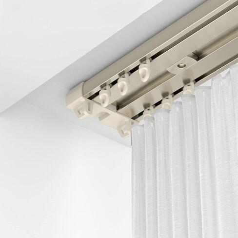 Aluminum Alloy Curtain Tracks,Heavy Duty Aluminum Alloy Double Curtain Track 100cm (3.3ft) - Indoor Room Divider for Balcony, Living Room, Bedroom - Stylish Champagne Color in Kuwait