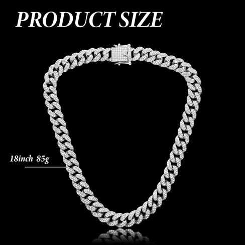 3 Pcs Cuban Link Tennis Chain Necklace Bracelet Rhinestone Hoop Earrings Sliver Choker Necklace Crystal Link Bracelet Crystal Earrings for Women Wedding Jewelry Accessories in Saudi Arabia
