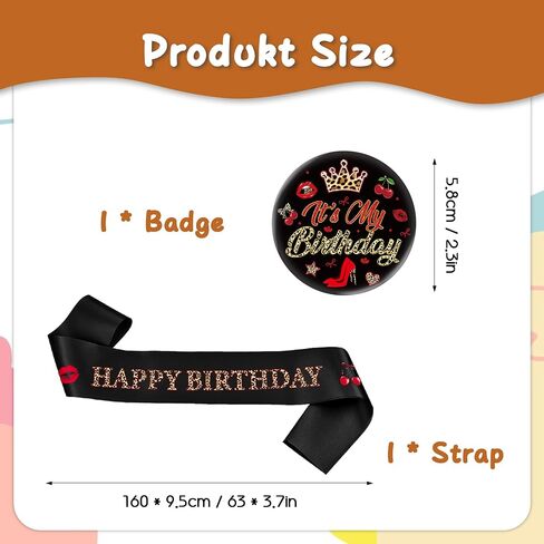 Cheetah Print Birthday Decorations Girl - 2 Pcs Red Black Leopard Print Sash Matching Style Badge for Girls Women 16th 18th 21st 25th 30th 40th Safari Theme Birthday Accessories Gift in Saudi Arabia
