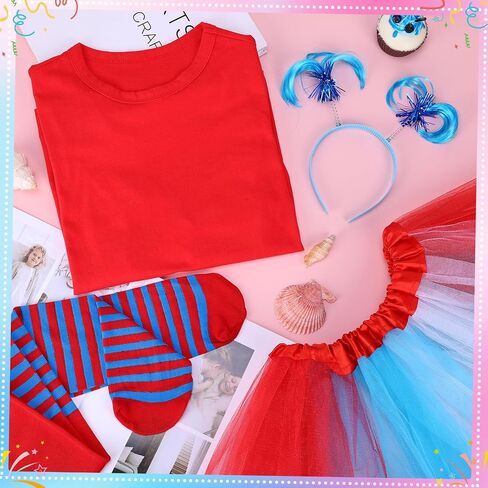 Girls 4 Pcs Tutu Outfit Red White Blue Costume Striped Tights Headband for Spirit Week 4th of July Wacky Tacky Day in Saudi Arabia