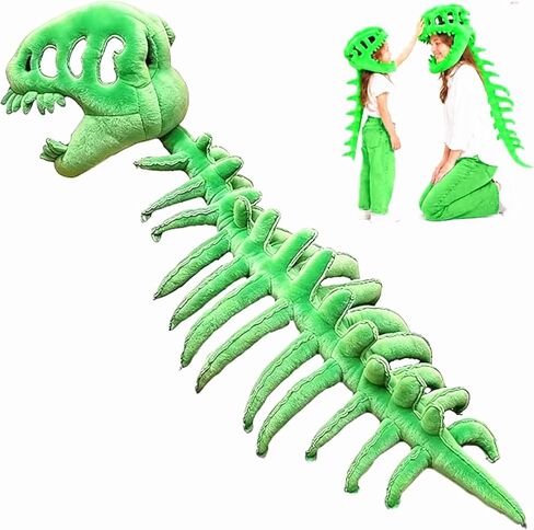Dinosaur Skeleton Costume Set,Soft Plush 3D Spinosaurus Skull Mask Dino Outfit for Halloween Cosplay Family Game in Kuwait