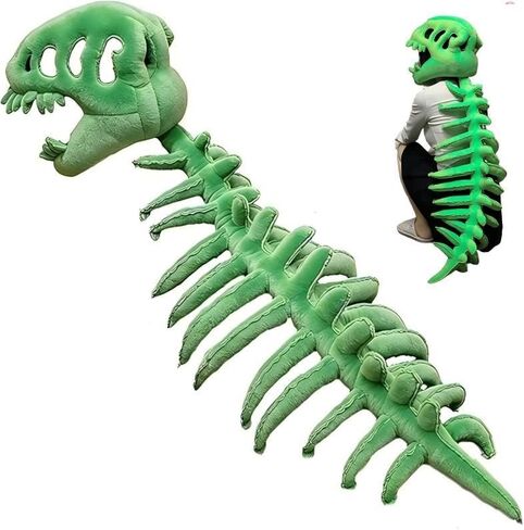 Dinosaur Skeleton Costume Set,Soft Plush 3D Spinosaurus Skull Mask Dino Outfit for Halloween Cosplay Family Game in Kuwait