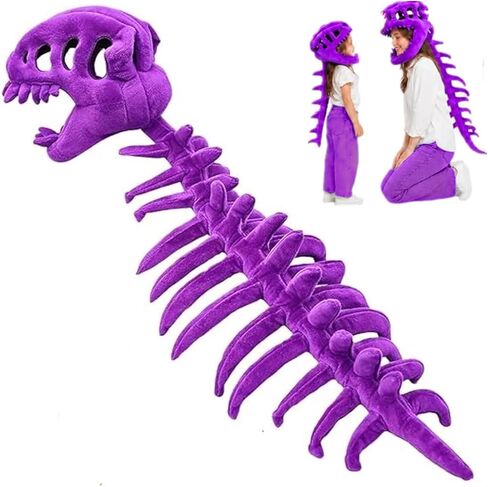 Dinosaur Skeleton Costume Set,Soft Plush 3D Spinosaurus Skull Mask Dino Outfit for Halloween Cosplay Family Game in Kuwait