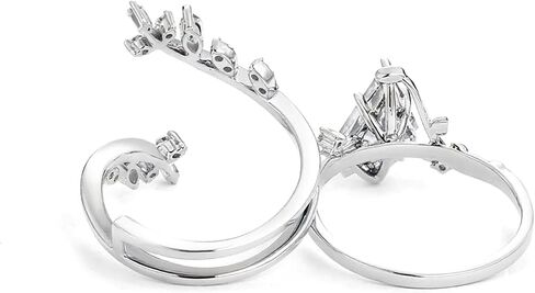 2 Carat Natural Moss Agate Engagement Ring Set for Women Unique Kite Cut Ring Bridal Set 925 Sterling Silver Rings with 18K White Gold Plated in Kuwait