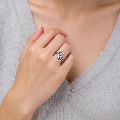 2 Carat Natural Moss Agate Engagement Ring Set for Women Unique Kite Cut Ring Bridal Set 925 Sterling Silver Rings with 18K White Gold Plated in Kuwait