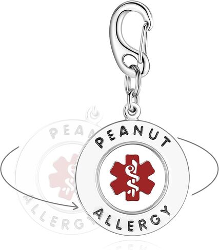 Divoti 1.25" Peanut Allergy Medical Alert Bag Tag | Dual-Sided Stainless Steel Emergency ID | Zipper Pull Attachment for Backpacks, Lunch Boxes & Luggage in Saudi Arabia
