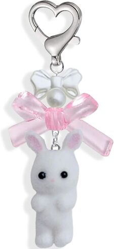 Cute Kitty Rabbit Bear Keychain, Y2K Heart Bow Pendant, Fuzzy Cat Bag Charm Gift for Women Girls in Saudi Arabia