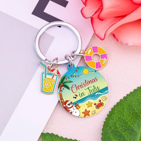 Christmas In July Decorations Keychain Summer Christmas Birthday Party Favors Beach Themed Gifts For Women Xmas In July Accessories For Hawaiian Party Decorations Summer Gift Beach Basket Gift Ideas in Kuwait