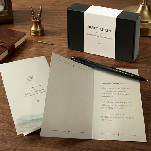 Sobriety Gifts for Men, Sober Gift Set for Recovery Milestones and Sobriety Anniversaries, 1 Year Sober Celebration Gift with Bracelet, Keychain, Engraved Tag and Greeting Card in Premium Gift Box in Kuwait
