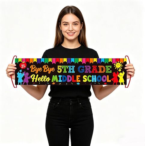 2SHF-BB5 5TH Grade Graduation Decorations 2026,5TH Grade Graduation Hand Banner,Last Day of Elementary School End of School Year Decoration Banner for Home School Classroom Class Bulletin Boards Celebration in Kuwait