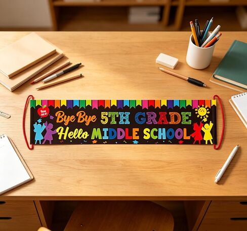2SHF-BB5 5TH Grade Graduation Decorations 2026,5TH Grade Graduation Hand Banner,Last Day of Elementary School End of School Year Decoration Banner for Home School Classroom Class Bulletin Boards Celebration in Kuwait