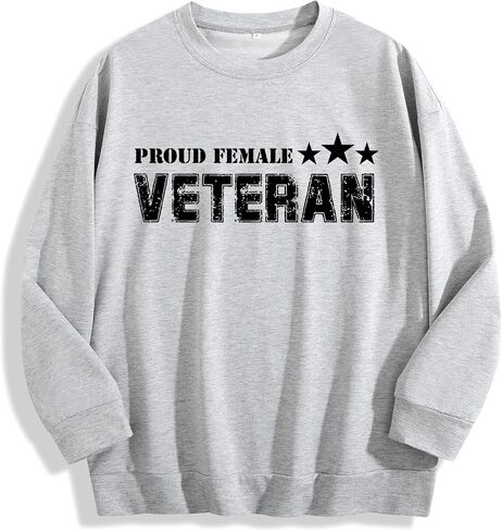 Womens Proud Female Veteran Strong Sweatshirt Fleece Long Sleeve Casual Outfits Lightweight in Saudi Arabia