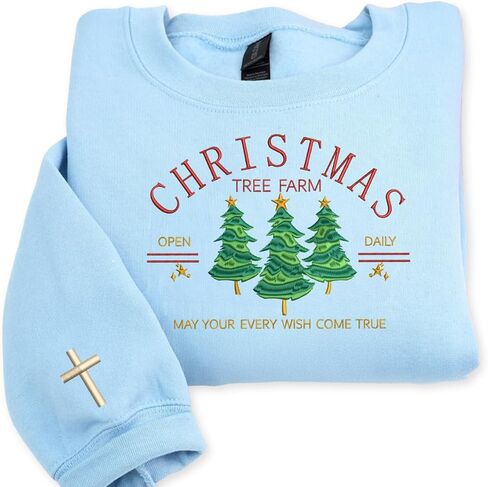 COUPLEHOODIES Christmas Tree Farm Embroidered Sweatshirt Festive for Women, Family, or Friends Multicolor in Saudi Arabia