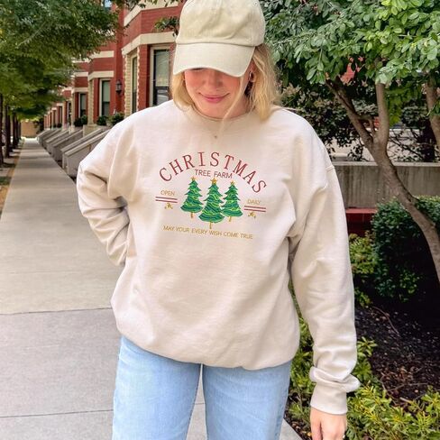 COUPLEHOODIES Christmas Tree Farm Embroidered Sweatshirt Festive for Women, Family, or Friends Multicolor in Saudi Arabia