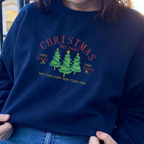 COUPLEHOODIES Christmas Tree Farm Embroidered Sweatshirt Festive for Women, Family, or Friends Multicolor in Saudi Arabia