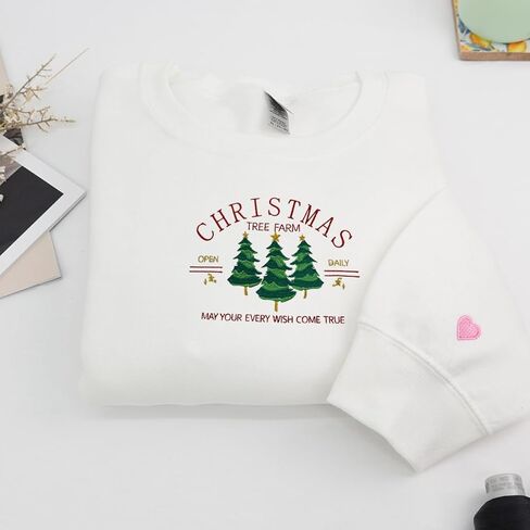 COUPLEHOODIES Christmas Tree Farm Embroidered Sweatshirt Festive for Women, Family, or Friends Multicolor in Saudi Arabia