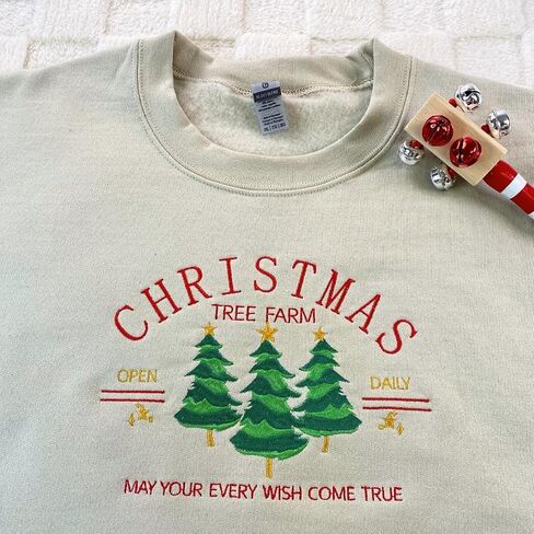 COUPLEHOODIES Christmas Tree Farm Embroidered Sweatshirt Festive for Women, Family, or Friends Multicolor in Saudi Arabia