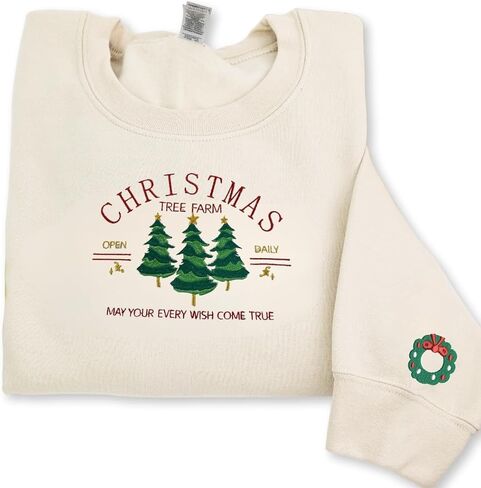 COUPLEHOODIES Christmas Tree Farm Embroidered Sweatshirt Festive for Women, Family, or Friends Multicolor in Saudi Arabia