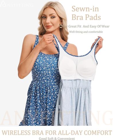 ANYFITTING Romper Tank Tops with Built in Bra Summer Sleeveless Short Pants Wide Leg Jumpsuits with Pocket Overalls Outfits in Saudi Arabia