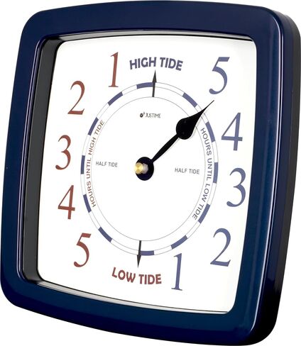 JUSTIME 8.5 Inch Atlantic Tide Clock for East Coast, High Tide Low Tide Clock with Plastic Water Resistant Case, Colorful Graphics Designed Home Wall Décor (TT419DB Basic Blue) in Saudi Arabia