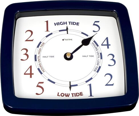 JUSTIME 8.5 Inch Atlantic Tide Clock for East Coast, High Tide Low Tide Clock with Plastic Water Resistant Case, Colorful Graphics Designed Home Wall Décor (TT419DB Basic Blue) in Saudi Arabia