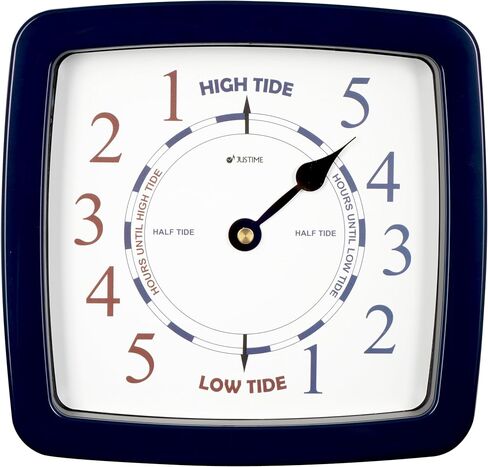 JUSTIME 8.5 Inch Atlantic Tide Clock for East Coast, High Tide Low Tide Clock with Plastic Water Resistant Case, Colorful Graphics Designed Home Wall Décor (TT419DB Basic Blue) in Saudi Arabia