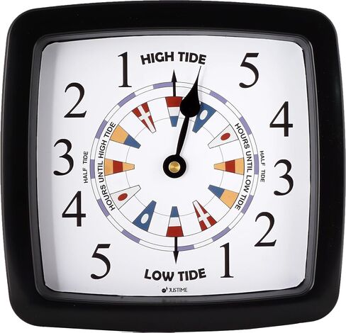 JUSTIME 8.5 Inch Atlantic Tide Clock for East Coast, High Tide Low Tide Clock with Plastic Water Resistant Case, Colorful Graphics Designed Home Wall Décor (TT419DB Basic Blue) in Saudi Arabia