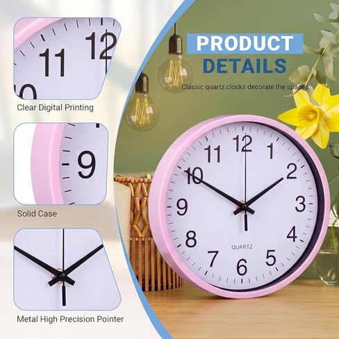 6 Pcs Silent Wall Clock Bulk 8 Inch Quartz Analog Clocks Non Ticking Round Easy to Read Classic Battery Operated Round Clocks Easy to Read for Classroom Office School Kitchen Bedroom Decor in Saudi Arabia