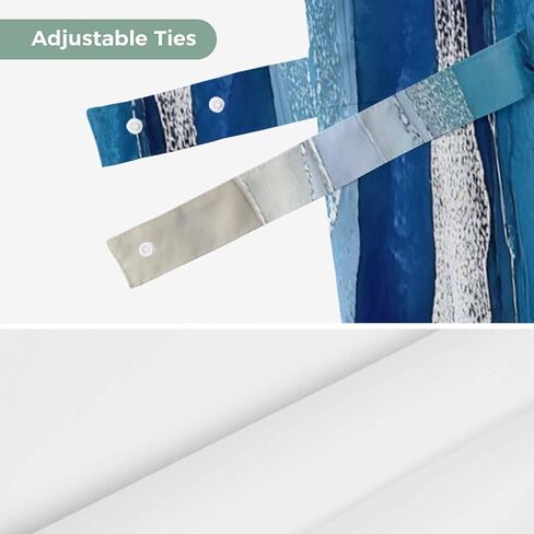 Navy Blue Coastal Beach Tie Up Valances for Windows, Summer Nautical Adjustable Short Window Treatment, Ocean Sea Ombre Art Rod Pocket Kitchen Curtains Drapes for Bedroom/Living Room/Cafe 54"x18" in Saudi Arabia