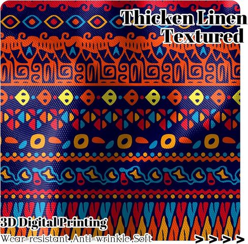Renaiss 42 x 18 Inch Bohemian Stripes Kitchen Valances Light Filtering Farmhouse Country Linen Window Treatment Decor Retro Boho Floral Rod Pocket Valance Curtains for Living Room Bedroom Bathroom in Kuwait