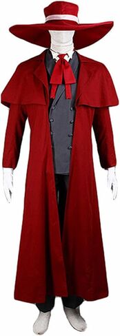 Weixu Men Cosplay Costume Red Long Trench Uniform Suit with Hat Halloween Party Outfit in Saudi Arabia