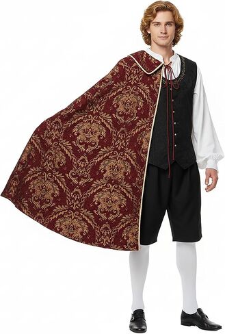 Tudor Half Cape Medieval Renaissance Brocade Cape Halloween Ren Faire Half Shoulder Cloak in Kuwait